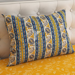 3 Pcs Cotton Bedsheet- one side yellow (Premium)