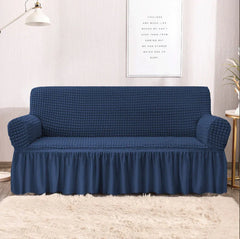 RUFFELED SUR SUCKER TURKISH SOFA COVER - Navy Blue