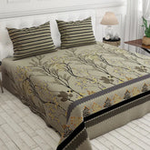 3 Pcs Cotton Bedsheet- Cement (Premium)