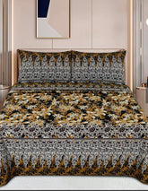 3 Pcs Cotton Bedsheet-Jasmine dark (Premium)