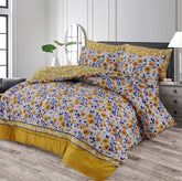Double Bed 6 pc Winter Razai Set (Heavy Filling) RZ-Yellow Mix Leaf