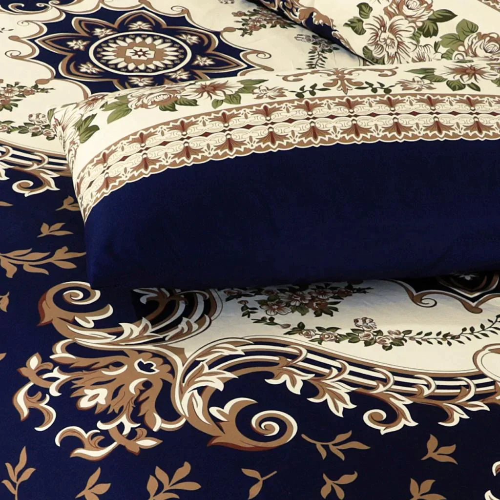 3 Pcs Cotton Bedsheet-Bluery (Premium)