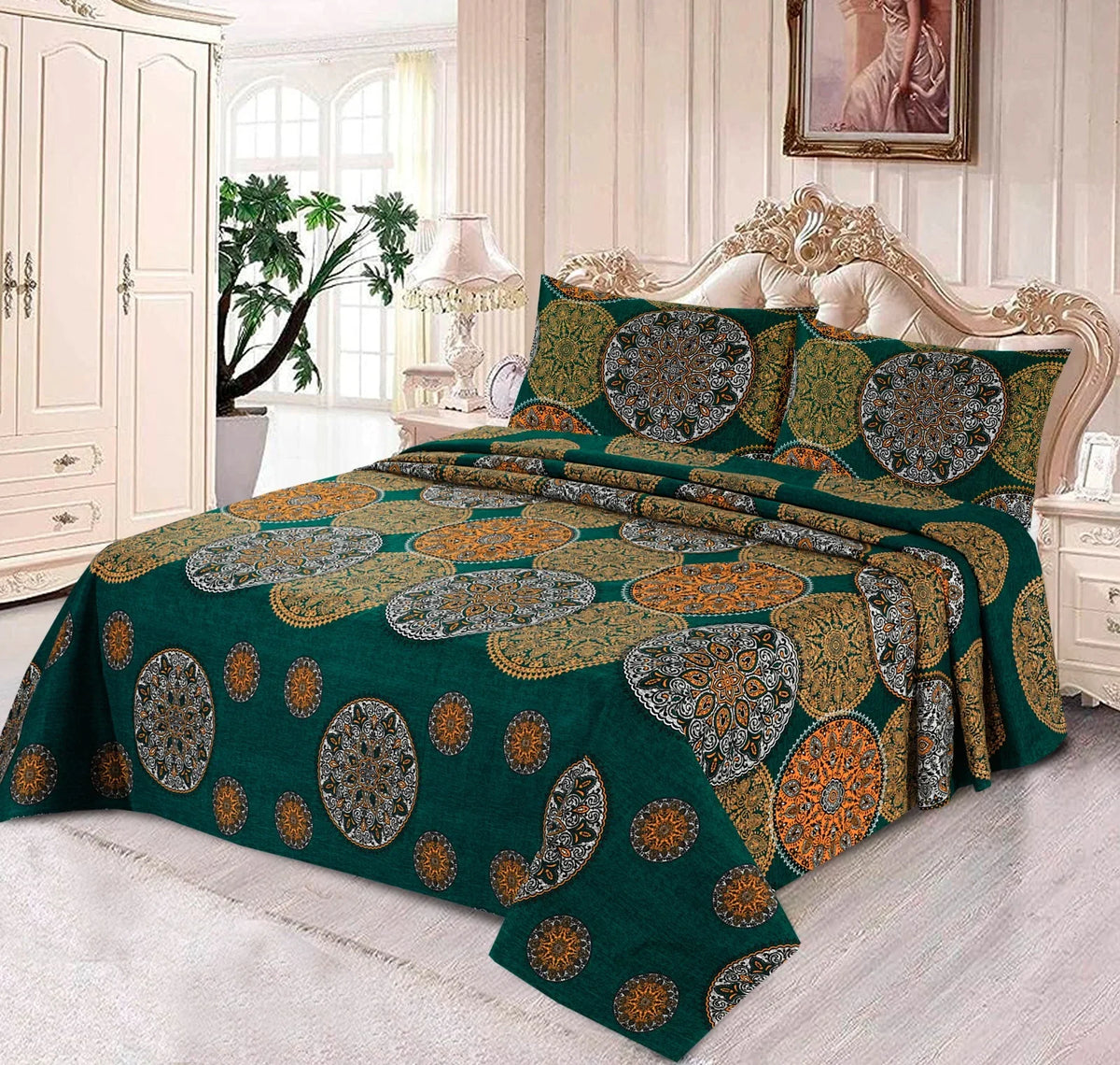 3 Pcs Cotton Bedsheet-Vercase lit (Premium)
