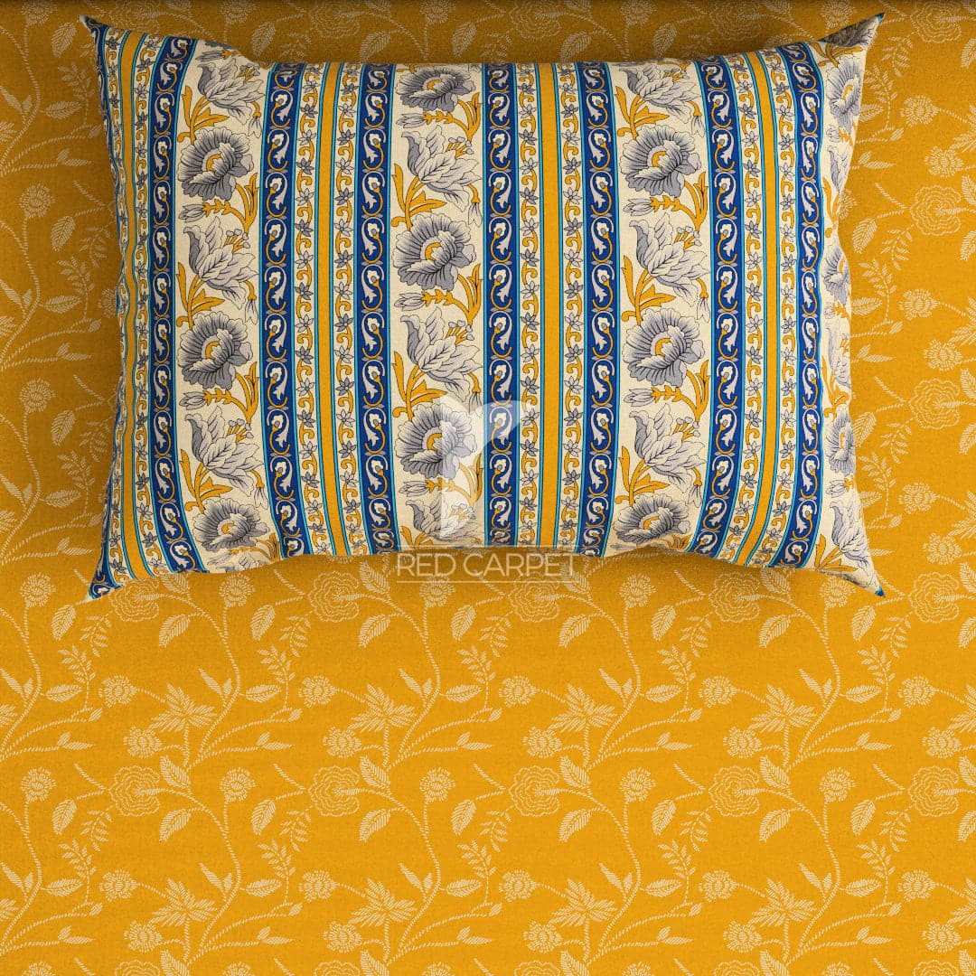 3 Pcs Cotton Bedsheet- one side yellow (Premium)