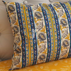 3 Pcs Cotton Bedsheet- one side yellow (Premium)