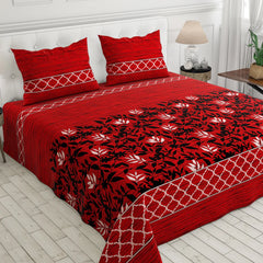 3 Pcs Bedsheet Red-Leaf