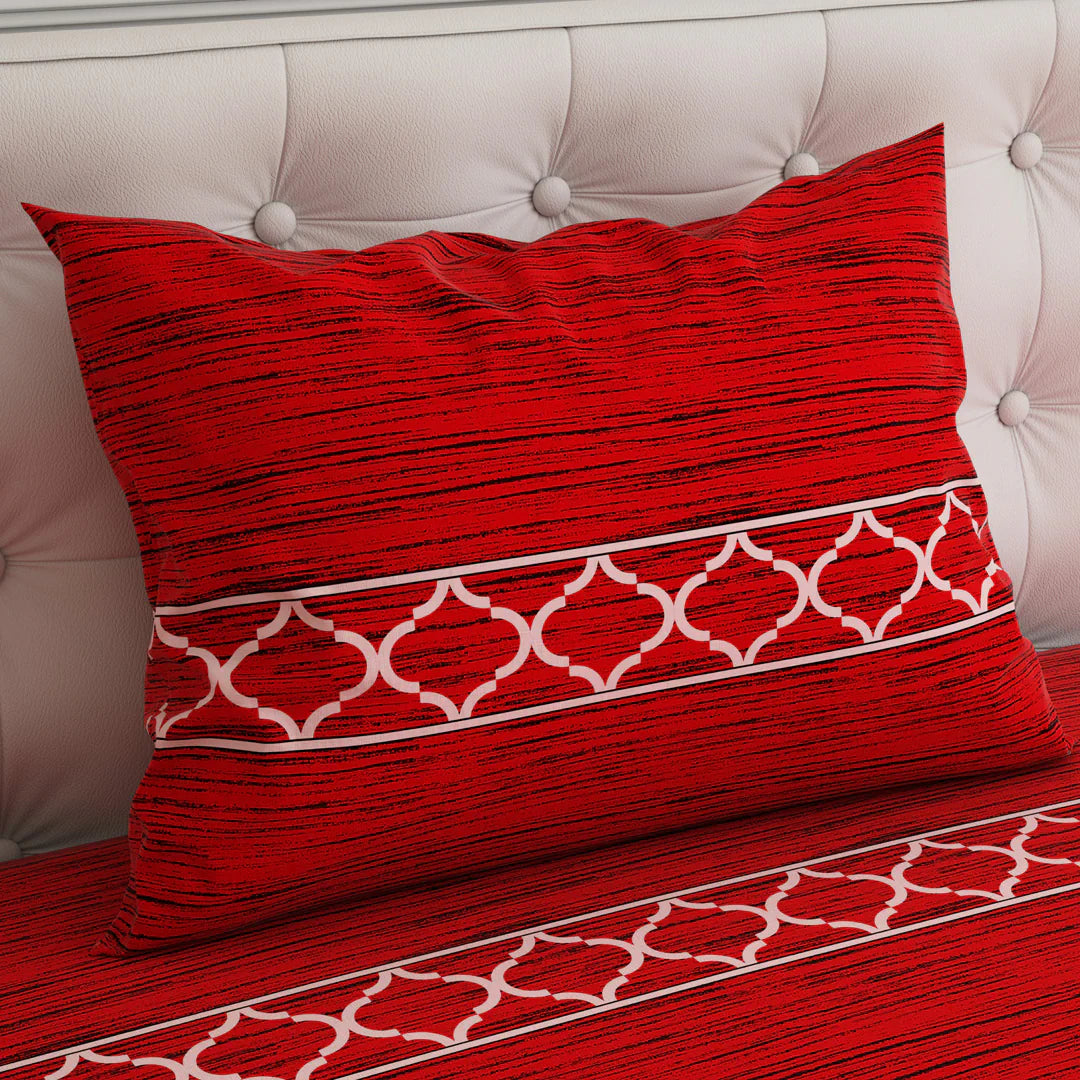 3 Pcs Bedsheet Red-Leaf