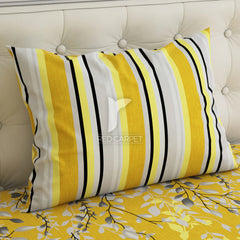 3 Pcs Cotton Bedsheet- yellow leaf (Premium)