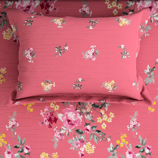 3 Pcs Cotton Bedsheet- pink (Premium)