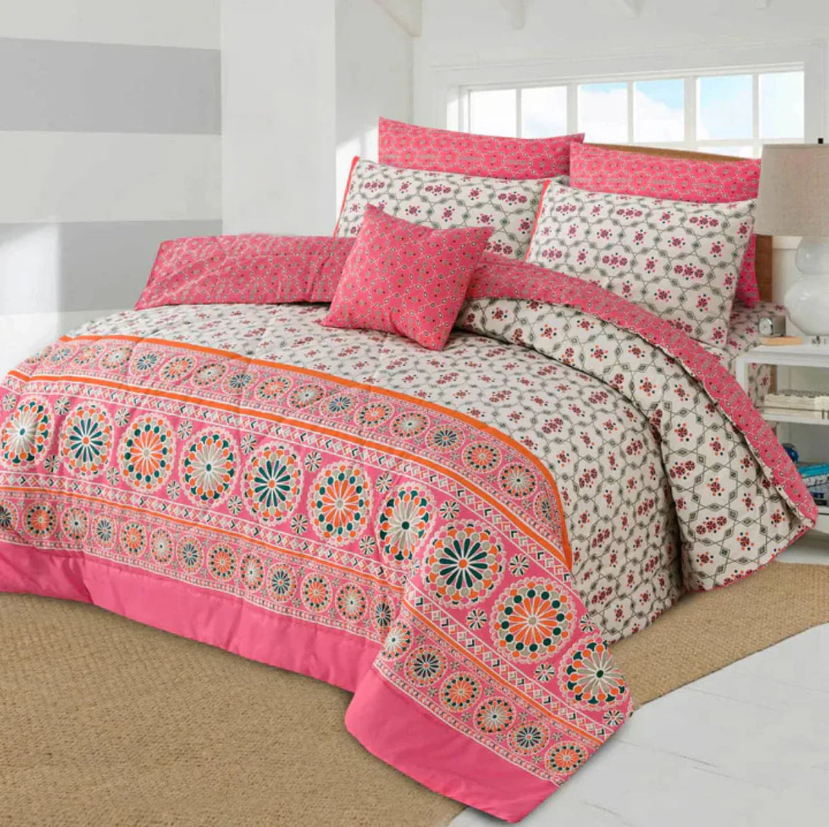 Double Bed 6 pc Winter Razai Set (Heavy Filling) RZ-PINK-S.G