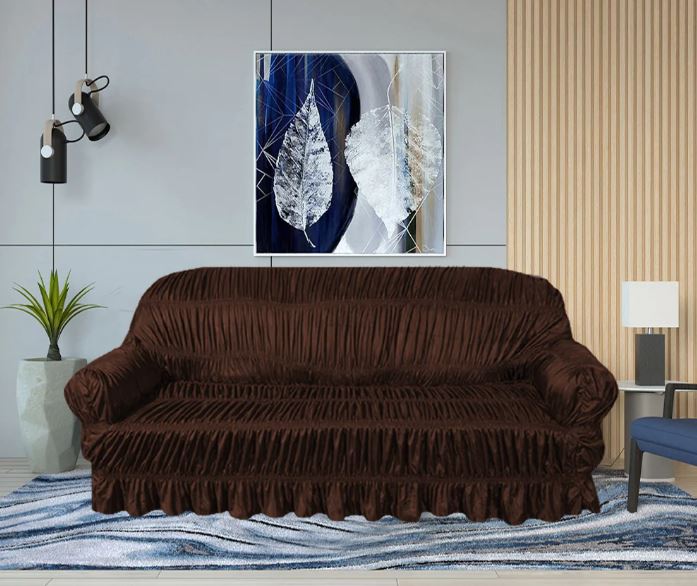 Twill Jersey Sofa Covers - Elastic Sofa Covers - Brown