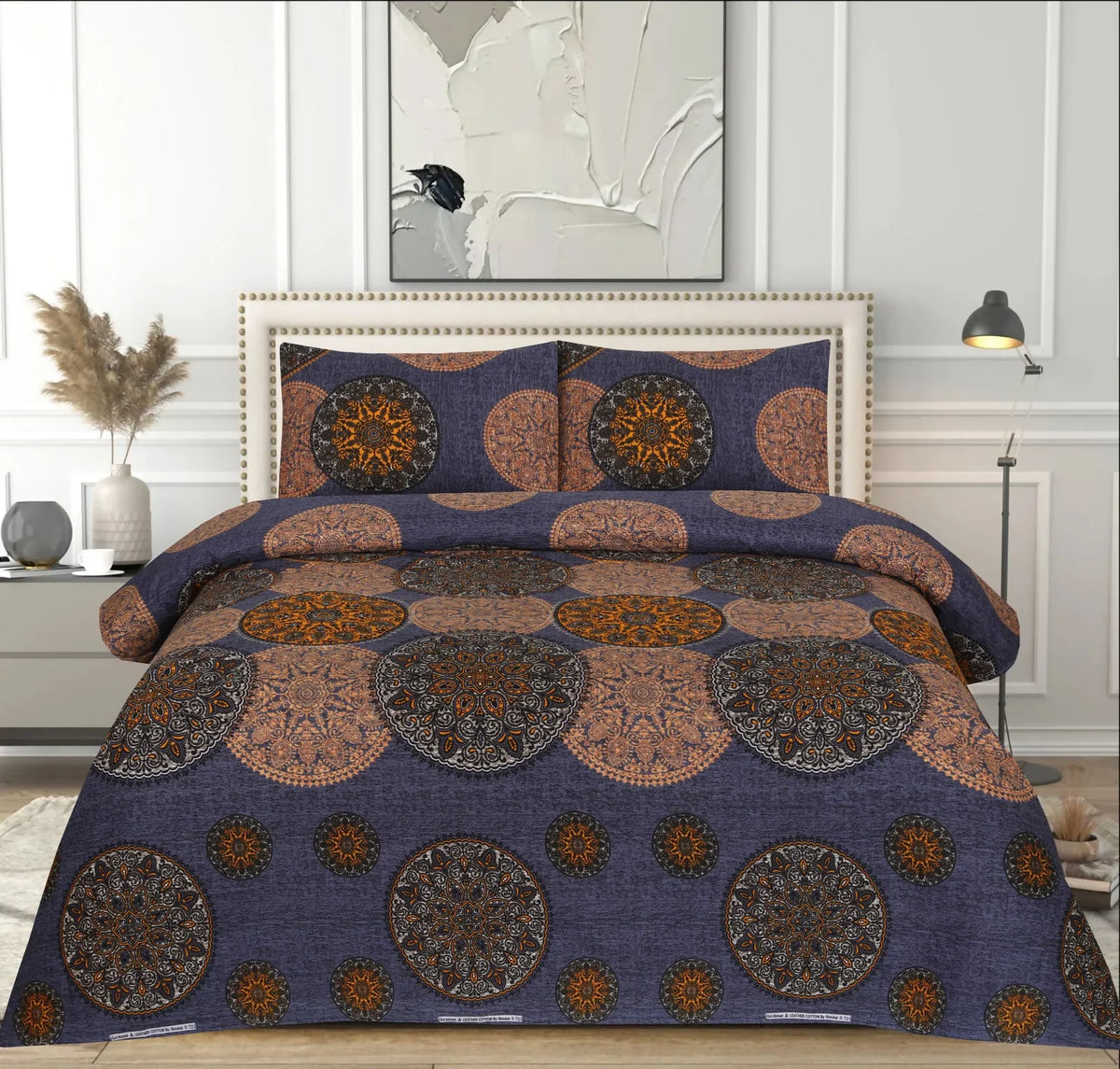 3 Pcs Cotton Bedsheet-Dark Circles (Premium)