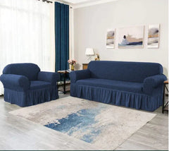RUFFELED SUR SUCKER TURKISH SOFA COVER - Navy Blue