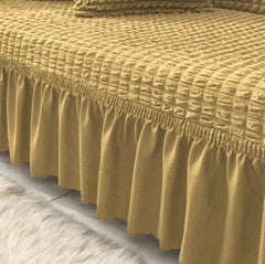 RUFFELED SUR SUCKER TURKISH SOFA COVER - Beige