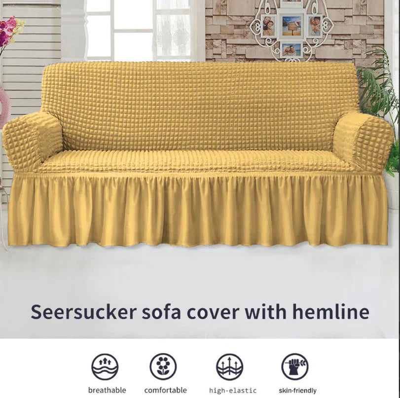 RUFFELED SUR SUCKER TURKISH SOFA COVER - Beige