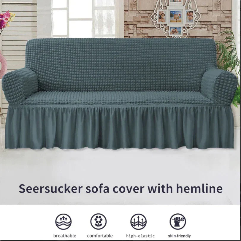RUFFELED SUR SUCKER TURKISH SOFA COVER - Grey