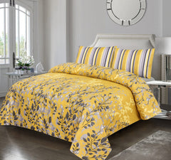 3 Pcs Cotton Bedsheet-Yellow Tulip (Premium)