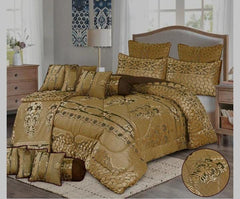 Luxury Fitted Razai 14 PCS Bridal Set Golden