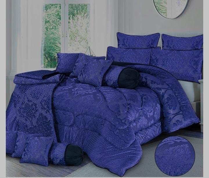 Luxury Fitted Razai 14 PCS Bridal Set Dark Blue