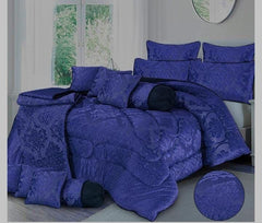Luxury Fitted Razai 14 PCS Bridal Set Dark Blue