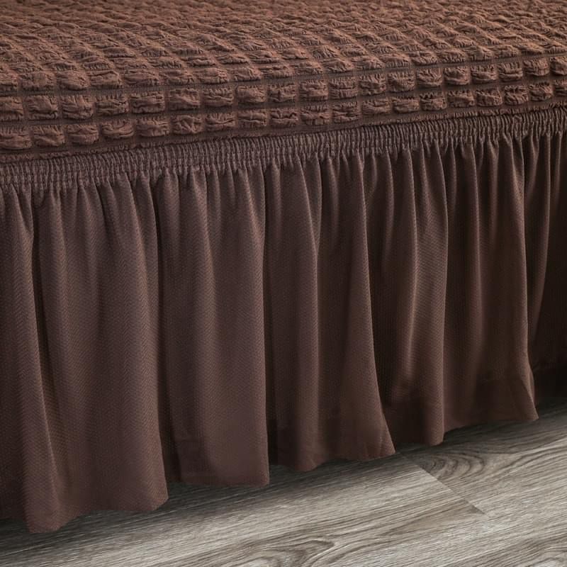 RUFFELED SUR SUCKER TURKISH SOFA COVER - Dark Brown