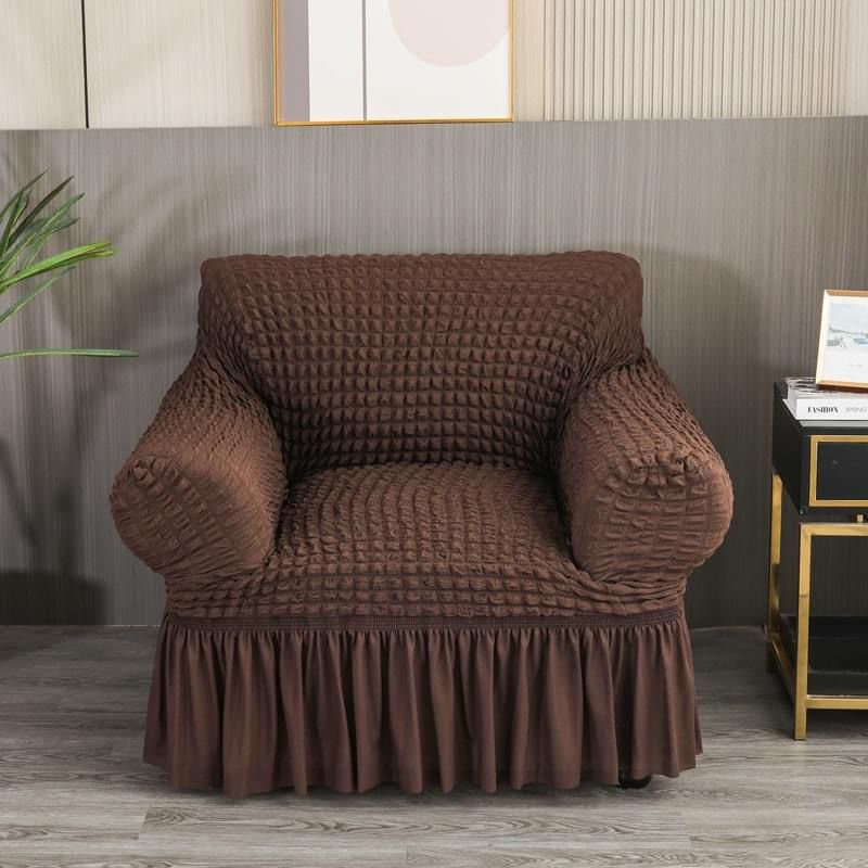 RUFFELED SUR SUCKER TURKISH SOFA COVER - Dark Brown