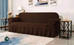 RUFFELED SUR SUCKER TURKISH SOFA COVER - Dark Brown