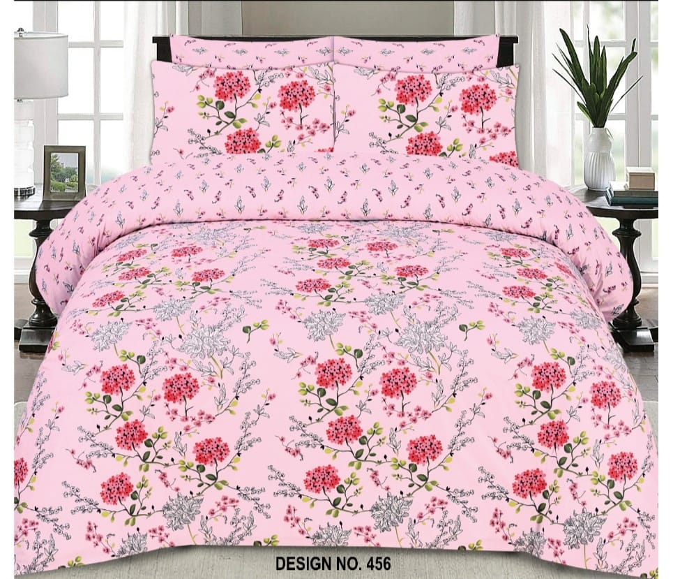 3 Pcs Cotton Bedsheet-Pure Pinknin (Premium)