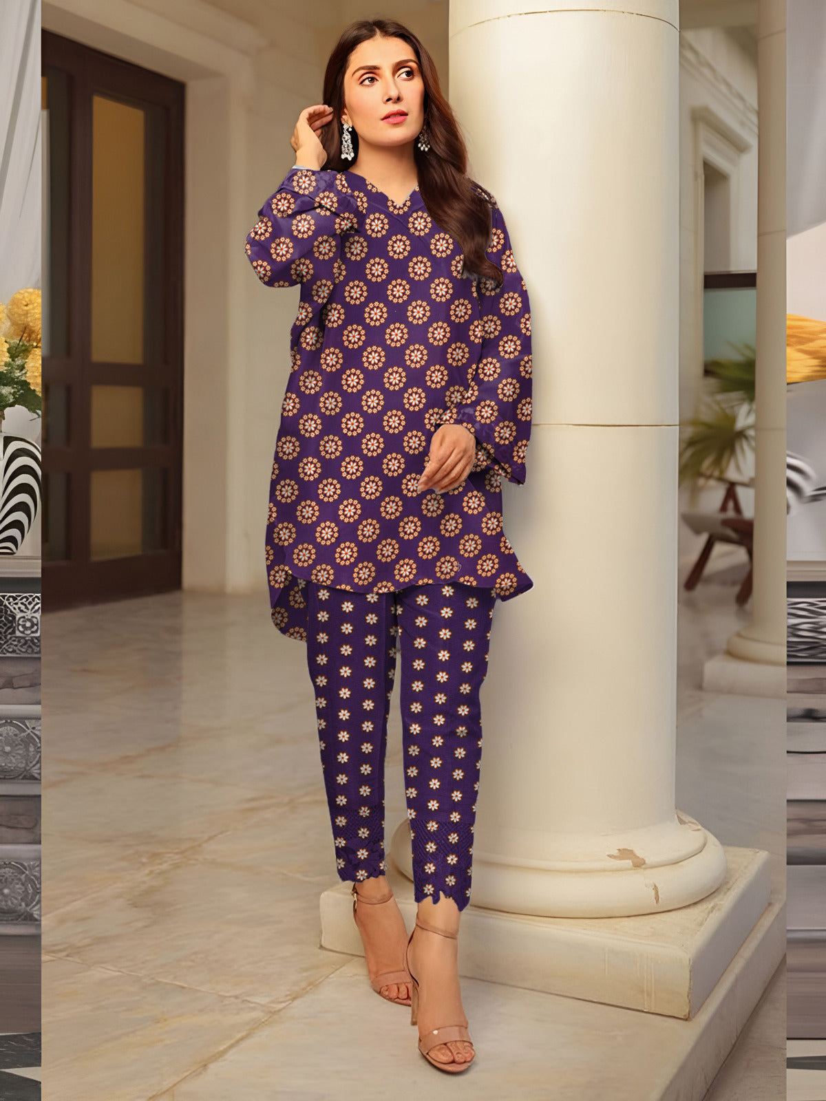 2 Pcs Unstitched Digital Print Suit AKS-030