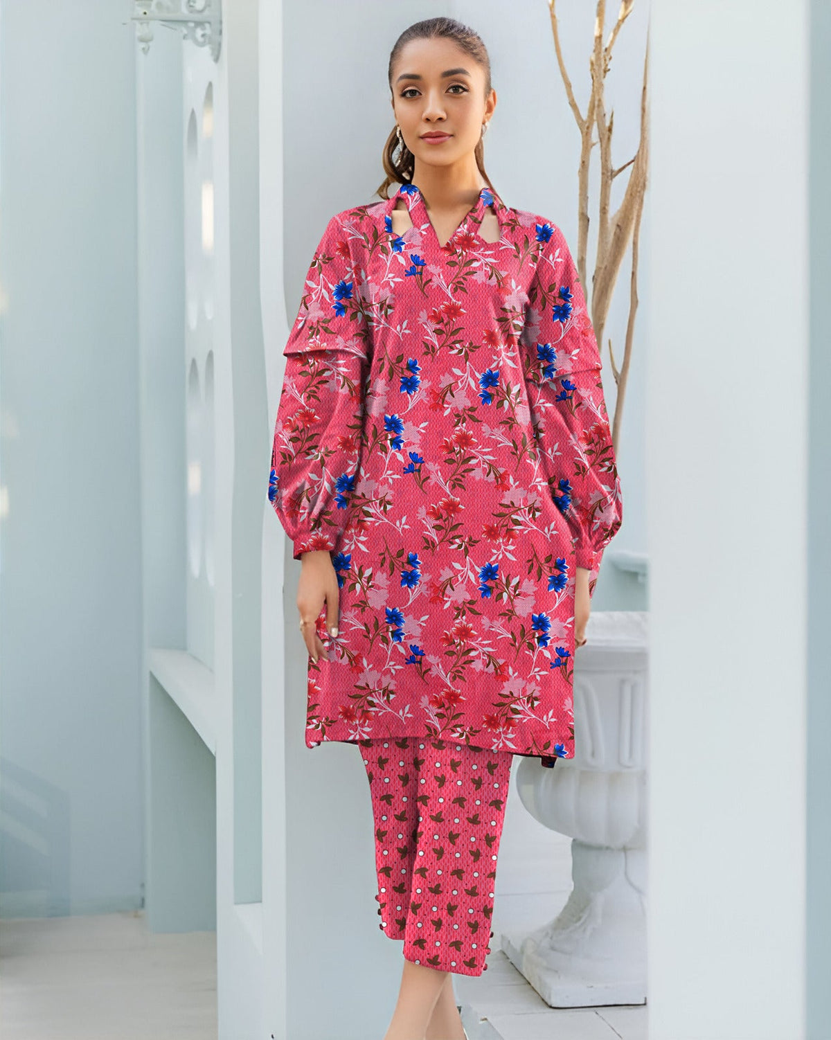 2 Pcs Unstitched Digital Print Suit AKS-025