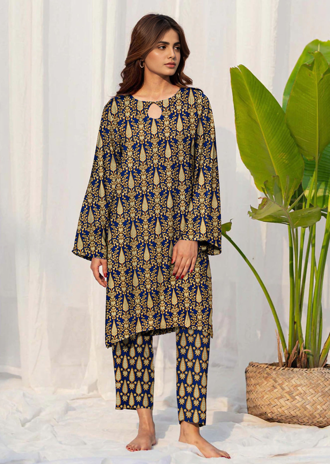 2 Pcs Unstitched Digital Print Suit AKS-013