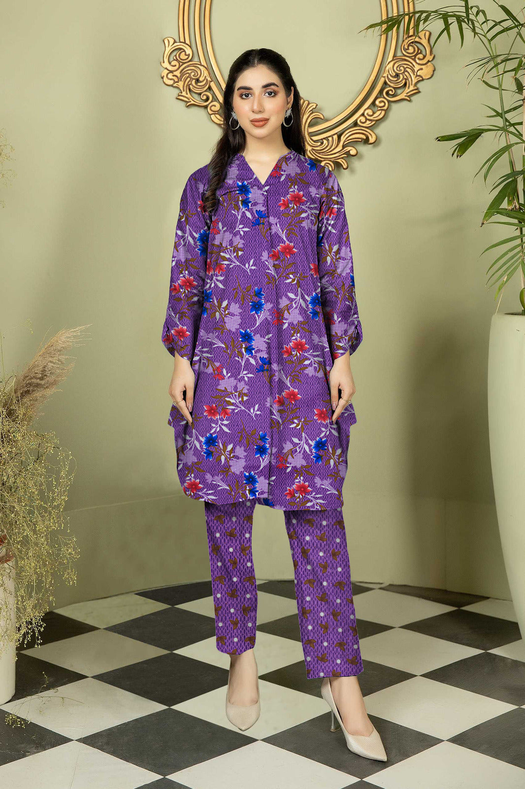 2 Pcs Unstitched Digital Print Suit AKS-009