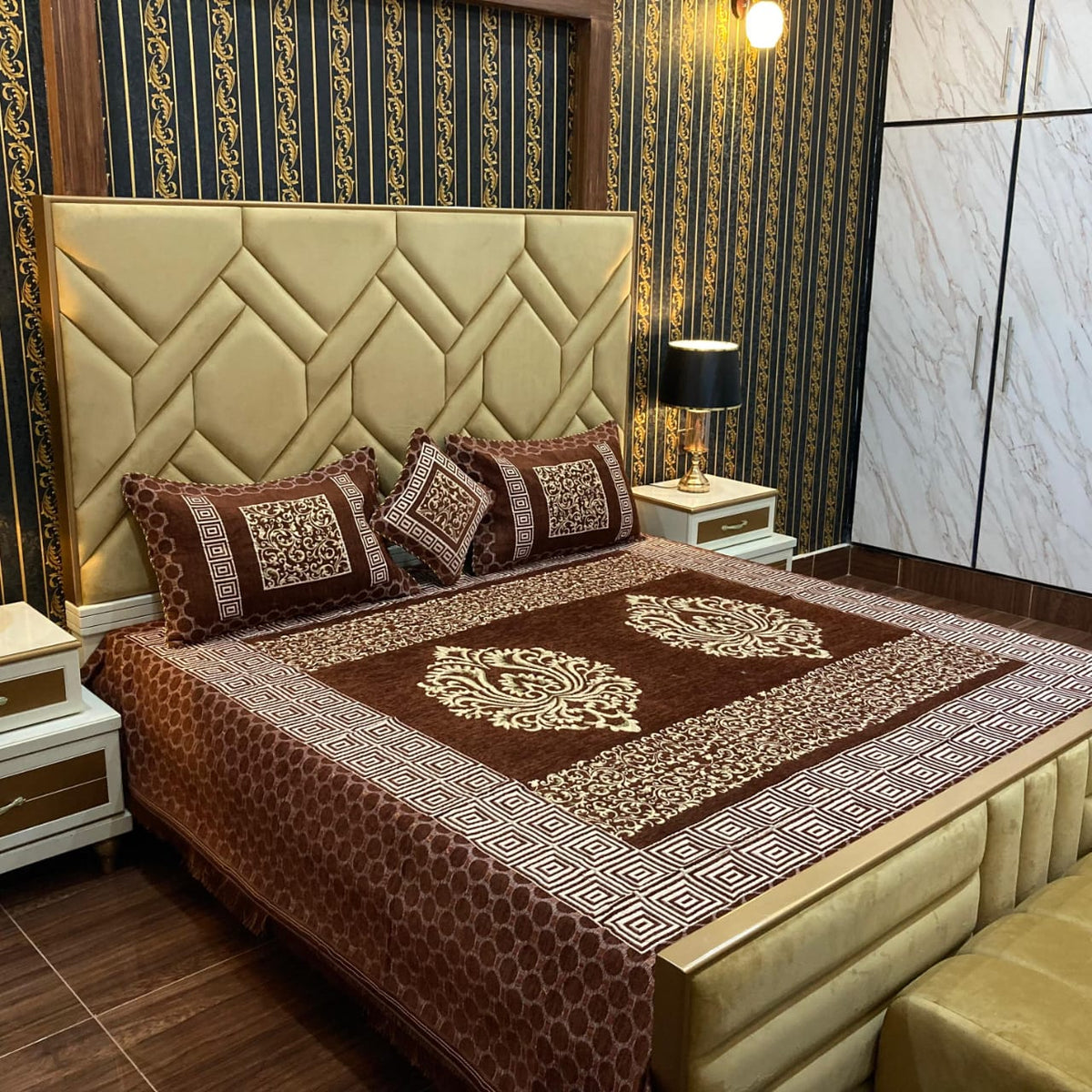 Velvet Bridal Bedsheet Set-4 Pcs 12