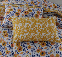 Double Bed 6 pc Winter Razai Set (Heavy Filling) RZ-Yellow Mix Leaf